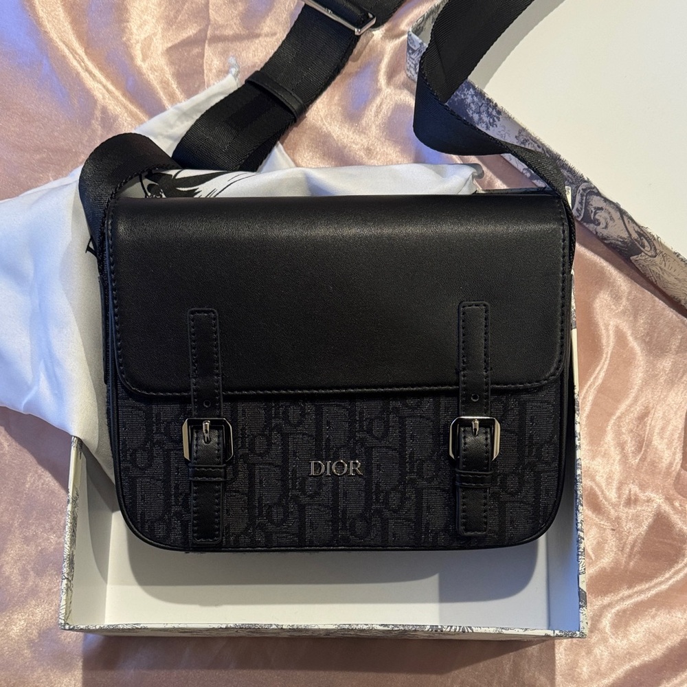 Dior Black Monogram Messenger Bag